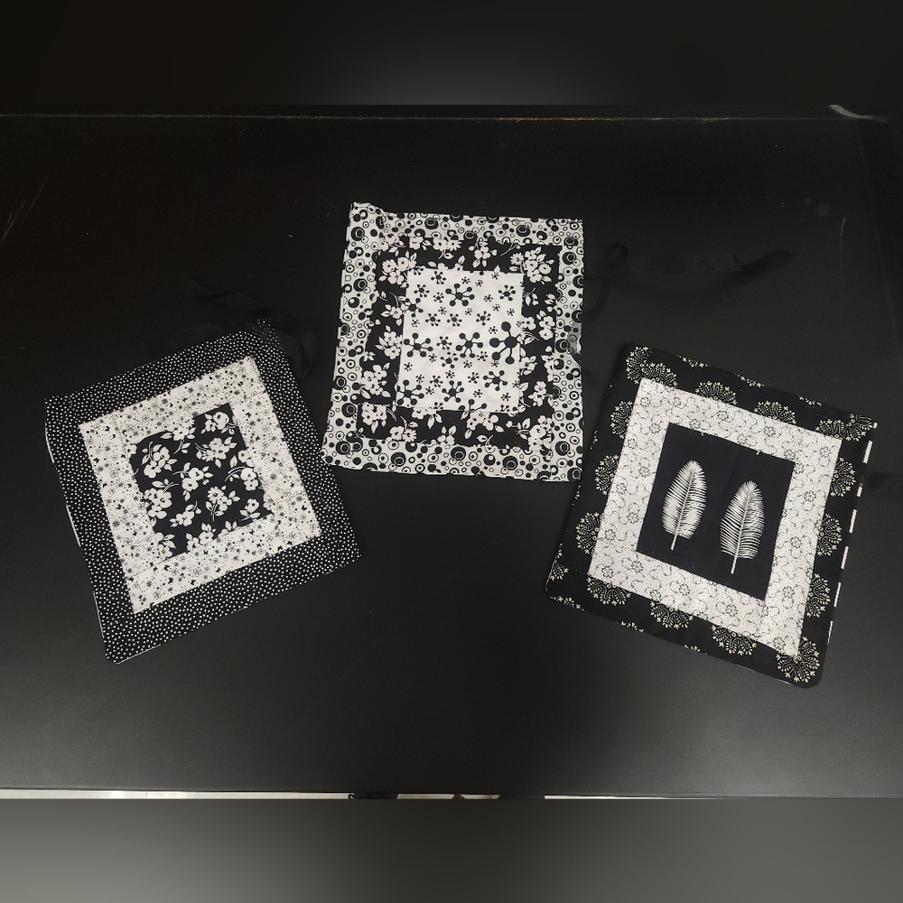 Black and White Quilted Gift Bags